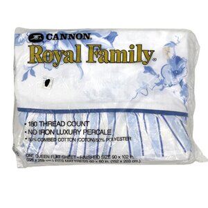 VTG NIP 1990 CANNON ROYAL FAMILY ANGELICA QUEEN FLAT SHEET COTTAGE CORE 180 TC